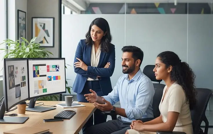 Sarvathaa team working together in a professional environment